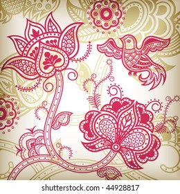 Abstract Floral Bird