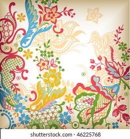 Abstract Floral and Bird