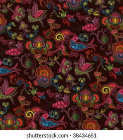 Abstract Floral and Bird Pattern in SEAMLESS 1