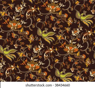 Abstract Floral and Bird Pattern in SEAMLESS 4