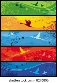 abstract floral birds banners. 
To see similar design elements, please visit my gallery