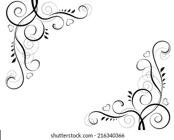 abstract floral black decorative element frame