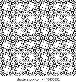 Abstract floral black seamless pattern. Vector Illustration