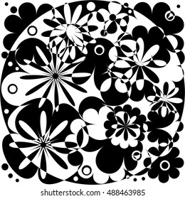 Abstract floral black and white background. Background art Nouveau