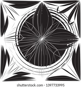 Abstract floral black and white seamless background. Vector image