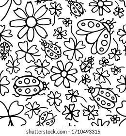 abstract floral black and white vector seamless pattern background fabric print 