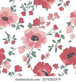 Abstract floral blooming design. Floral seamless pattern