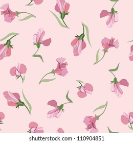Abstract floral blooming seamless pattern  Flourish vector background  Floral garden texture  Bouquet texture pink flowers sweet peas