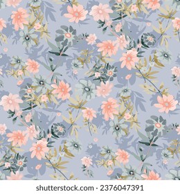 Resumen de flores florales en un patrón sin fisuras. Colores luminosos, pintura sobre un fondo claro .dibujado a mano, no IA
