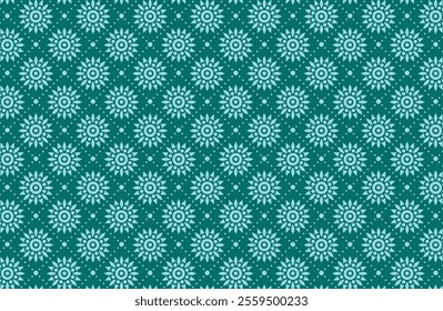 Abstract Floral Blue Tiles Pattern