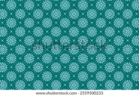 Abstract Floral Blue Tiles Pattern