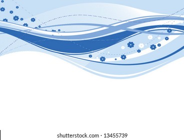 Abstract floral blue wave. Vector