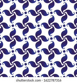 Abstract floral blue and white pattern Chinese style, porcelain background texture design, indigo wallpaper decor, vector illustration