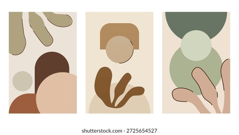 Abstrakte florale Boho Hintergrund Vorlage Kollektion. Flach floraler Boho Hintergrund Set