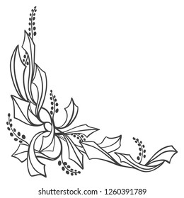 Abstract floral border in hand draw doodle flat style. Vector illustration.