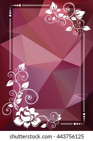 Abstract floral border on a dark purple background.