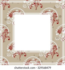 Abstract floral border on a gray background.