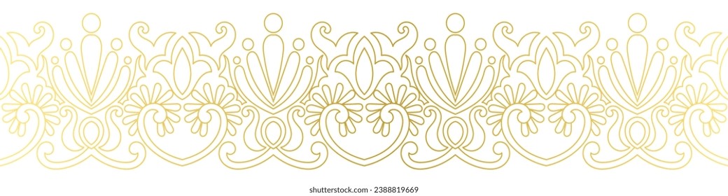 abstract floral border seamless golden paper border woodcarving decorative pattern	
