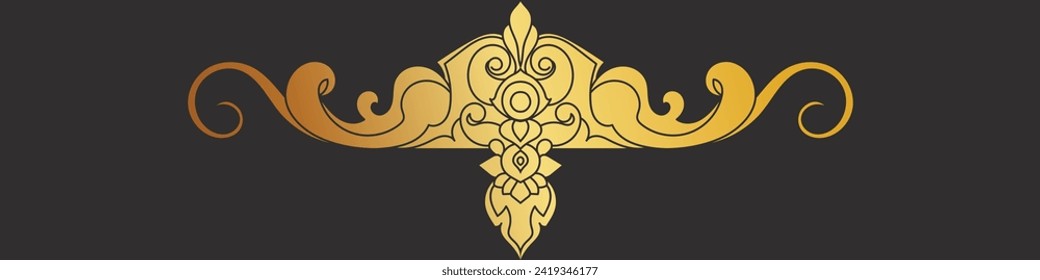 abstract floral border seamless golden paper border woodcarving decorative pattern