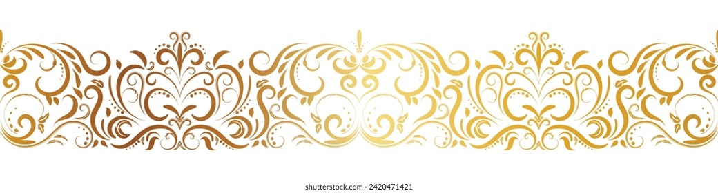 abstract floral border seamless golden paper border woodcarving decorative pattern