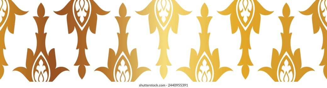 abstract floral border seamless golden paper border woodcarving decorative pattern