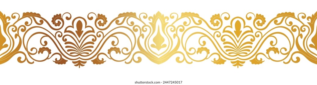 abstract floral border seamless golden paper border woodcarving decorative pattern