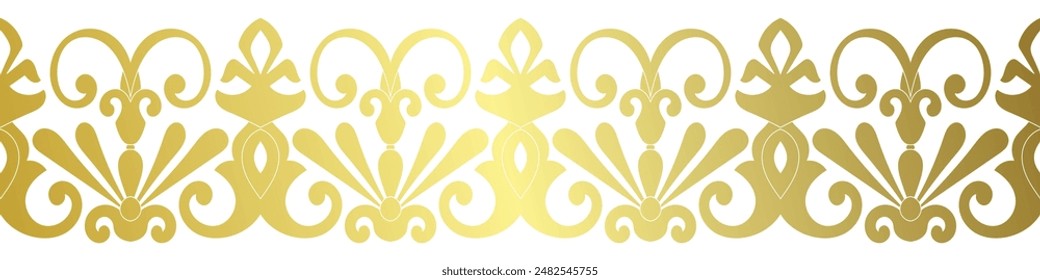 abstract floral border seamless golden paper border woodcarving decorative pattern