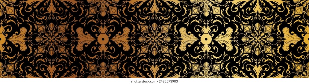 abstract floral border seamless golden paper border woodcarving decorative pattern