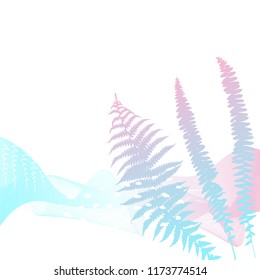 Abstract floral botanical background. Realistic herbs, flowers, plants in pastel colors with doodles , texture and gradient ribbon in pastel colors on white background.