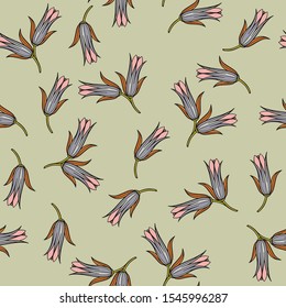Abstract floral botanical organic leaves and flowers shapes seamless pattern. Template of trendy contemporary style collage for flyer, card, brochure and social media post background.