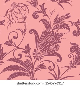 Abstract floral botanical organic leaves and flowers shapes seamless pattern. Template of trendy contemporary style collage for flyer, card, brochure and social media post background.