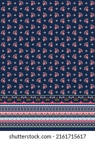 Resumen de patrón de repetición floral y botánico sin fisuras con impresión de borde bohemio. Ornamentos étnicos motivo de ilustración vectorial.