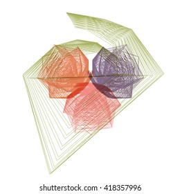 Abstract floral bouquet of three roses.  3d pattern from grid. Vector illustration.  
