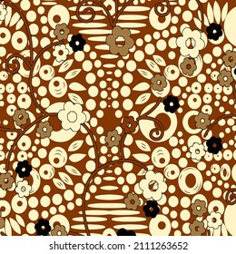 Abstract Floral Brown Seamless Pattern