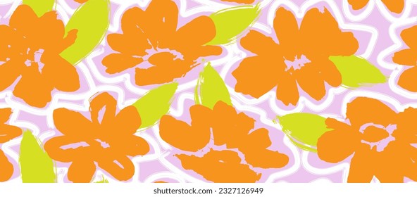 abstract Floral brush strokes seamless pattern background for fashion prints.