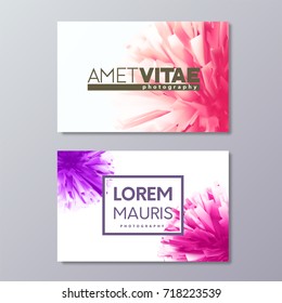 Abstract floral business card templates with colorful vector design elements