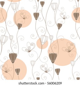 Abstract floral butterfly seamless pattern