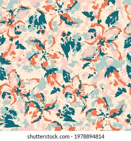 Abstract floral camouflage. Seamless pattern.Creative  contemporary floral seamless pattern.