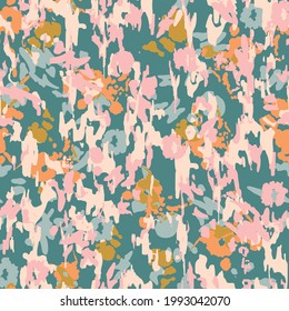 Abstract Floral Camouflage. Seamless Pattern.Modern Animal Skin Pattern With Flower Shapes . Creative Contemporary Floral Seamless Pattern.