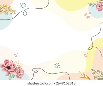 Abstract Floral Canvas: A graceful composition of delicate floral and abstract shapes, forming a visually appealing frame, the image, showcases pastel colors and free-flowing lines.	

