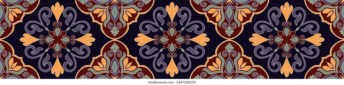 Abstract Floral Carpet Border Seamless Border For Fabric Pattern