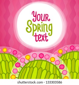 Abstract floral cartoon background. Cute template with flowers.