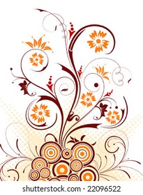 Abstract floral chaos with circle, element for design, vector illustration