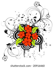 Abstract floral chaos with circles, element for design, vector illustration