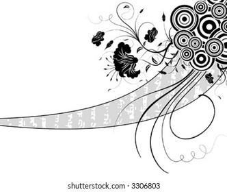 Abstract floral chaos with circles, element for design, vector illustration