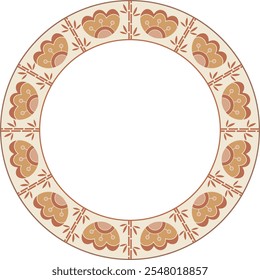 Abstract floral and chinese bamboo repeating pattern round frame border. Use for embroidery framing, plate contour, greeting card, invitation, holidays, Easter