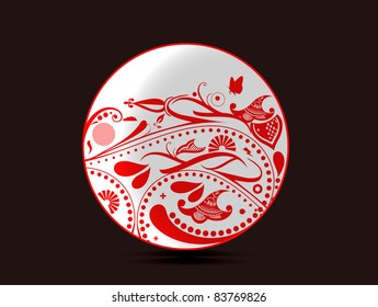 abstract floral circle frame banner vector.