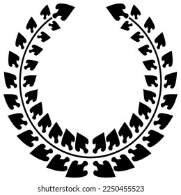 Abstract Floral Circle Round Isolated Graphic Pattern Decoration Black Art Drawing Vintage Art Border Vector Illustration 