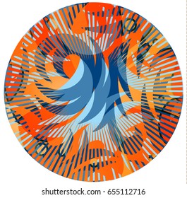 Abstract floral circle in vector illustration.