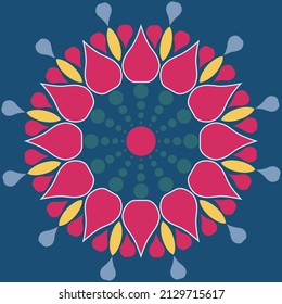 Abstract Floral Circle Vintage Flower Vector Design